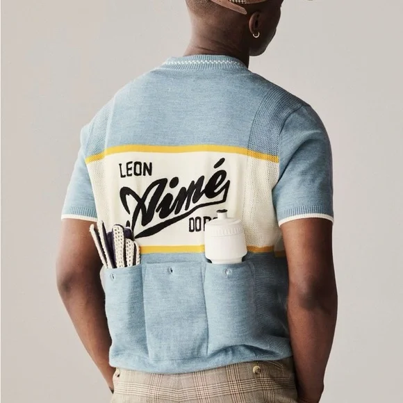 NWT Aime Leon Dore Blue and White Polo Shirt Cycling Jersewith